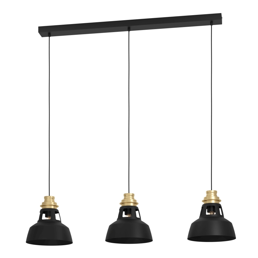 Eglo - Chandelier on a string 3xE27/40W/230V black/gold