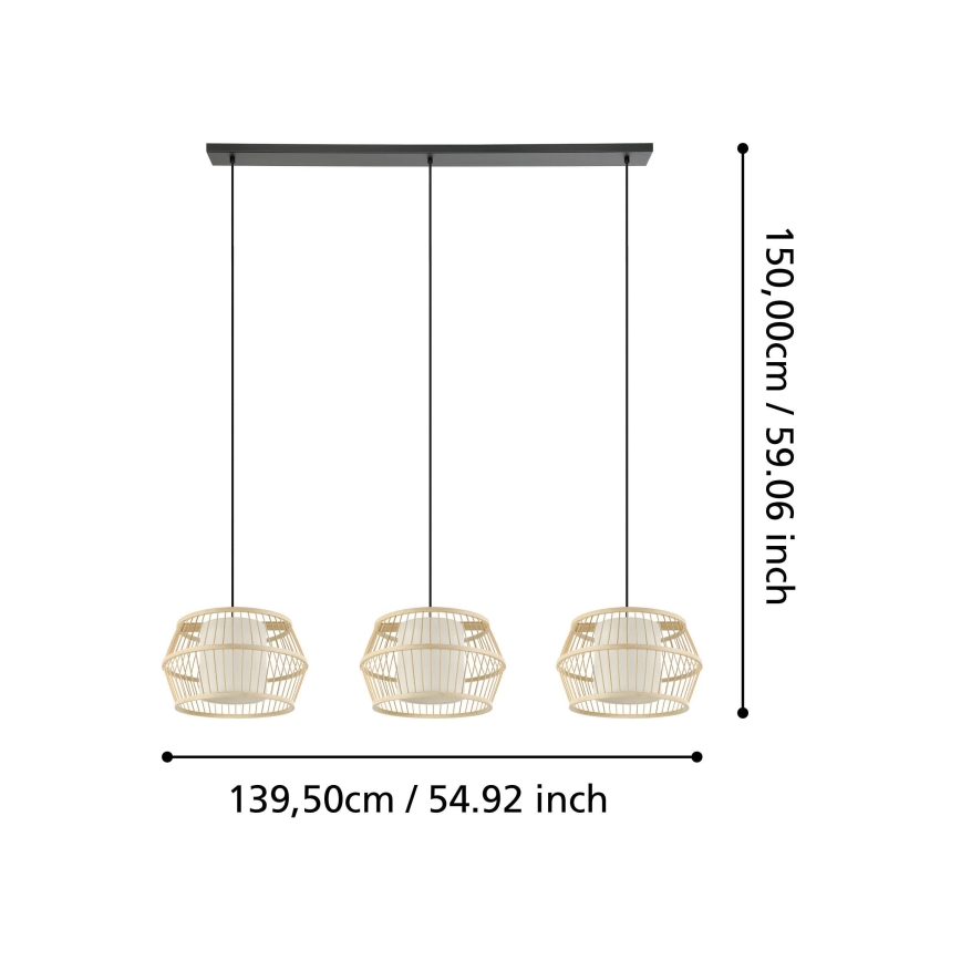 Eglo - Chandelier on a string 3xE27/40W/230V bamboo