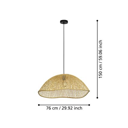 Eglo - Chandelier on a string 1xE27/40W/230V d. 72 cm bamboo