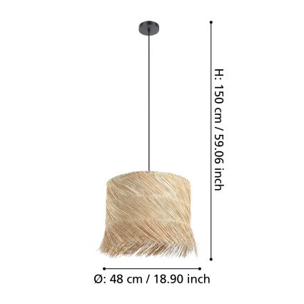 Eglo - Chandelier on a string 1xE27/40W/230V rattan