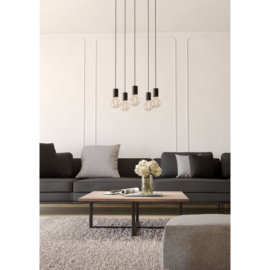 Eglo - Chandelier on a string 5xE27/40W/230V black