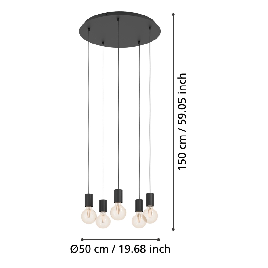Eglo - Chandelier on a string 5xE27/40W/230V black