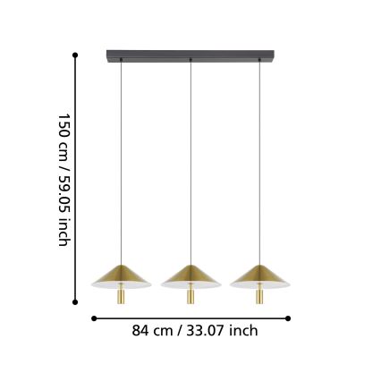 Eglo - LED Dimmable chandelier on a string 3xLED/12W/230V 3000K gold