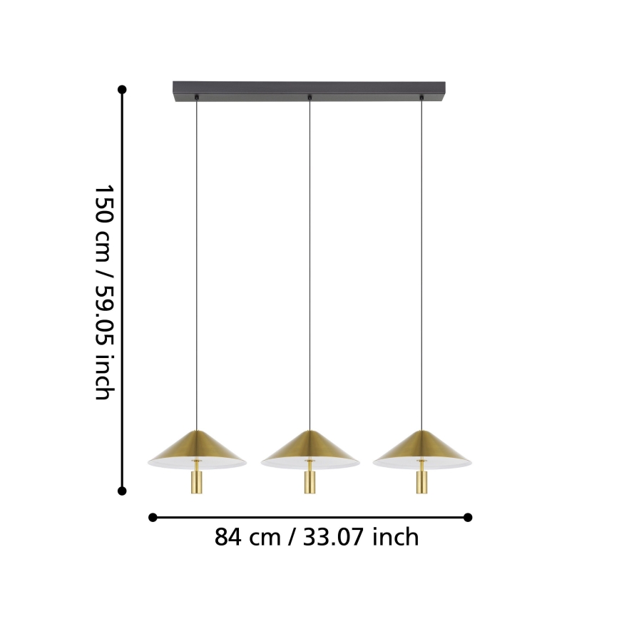 Eglo - LED Dimmable chandelier on a string 3xLED/12W/230V 3000K gold