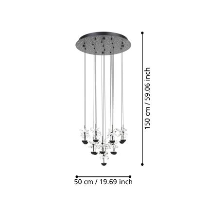 Eglo - LED Dimmable chandelier on a string LED/27W/230V 3000K black