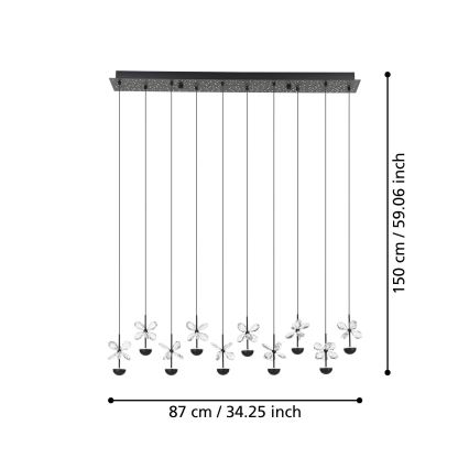 Eglo - LED Dimmable chandelier on a string LED/23W/230V 3000K black