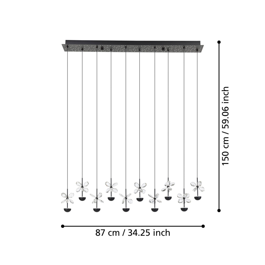 Eglo - LED Dimmable chandelier on a string LED/23W/230V 3000K black