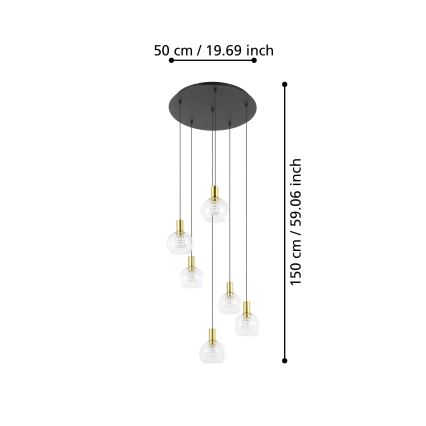 Eglo 390279 - LED Dimmable chandelier on a string 6xLED/5,4W/230V 3000K d. 54 cm gold