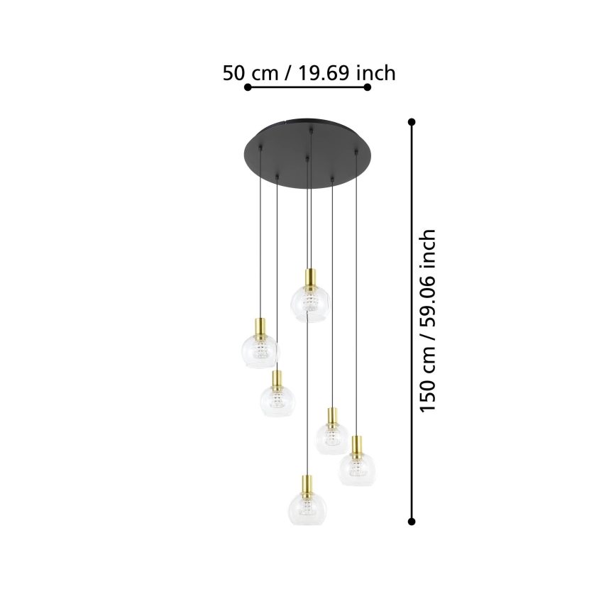 Eglo 390279 - LED Dimmable chandelier on a string 6xLED/5,4W/230V 3000K d. 54 cm gold