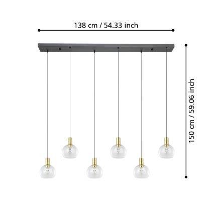 Eglo - LED Dimmable chandelier on a string 6xLED/5,4W/230V 3000K gold