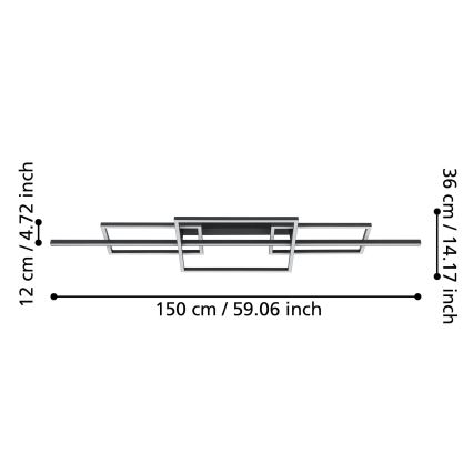 Eglo - LED Dimmable surface-mounted chandelier LED/34,5W/230V 3000K black