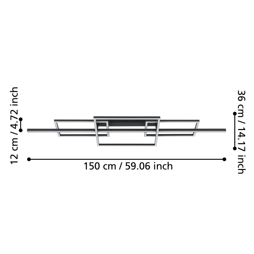 Eglo - LED Dimmable surface-mounted chandelier LED/34,5W/230V 3000K black