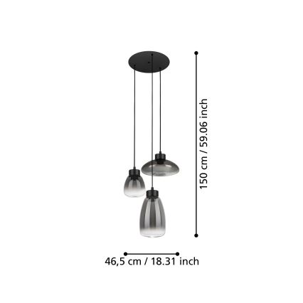Eglo - LED Dimmable chandelier on a string 3xLED/5,4W/230V 2700K smoky