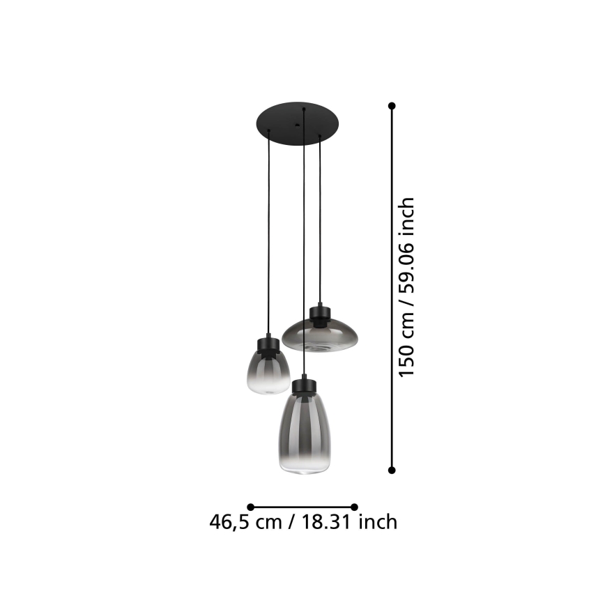 Eglo - LED Dimmable chandelier on a string 3xLED/5,4W/230V 2700K smoky