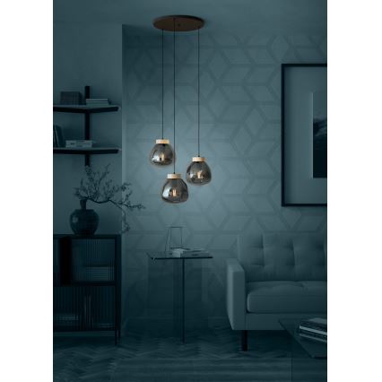 Eglo - Chandelier on a string 3xE27/40W/230V smoky