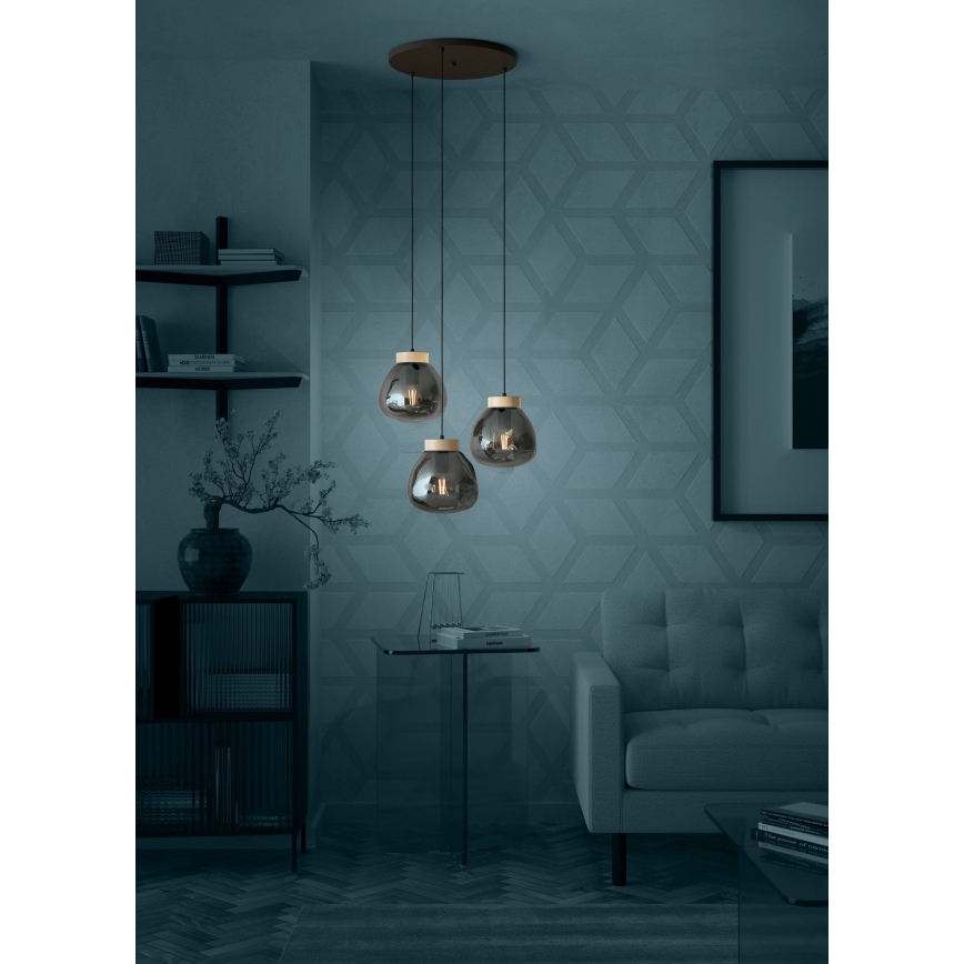 Eglo - Chandelier on a string 3xE27/40W/230V smoky
