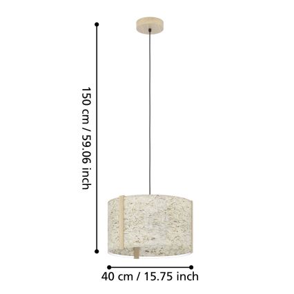 Eglo - Chandelier on a string 1xE27/25W/230V beige
