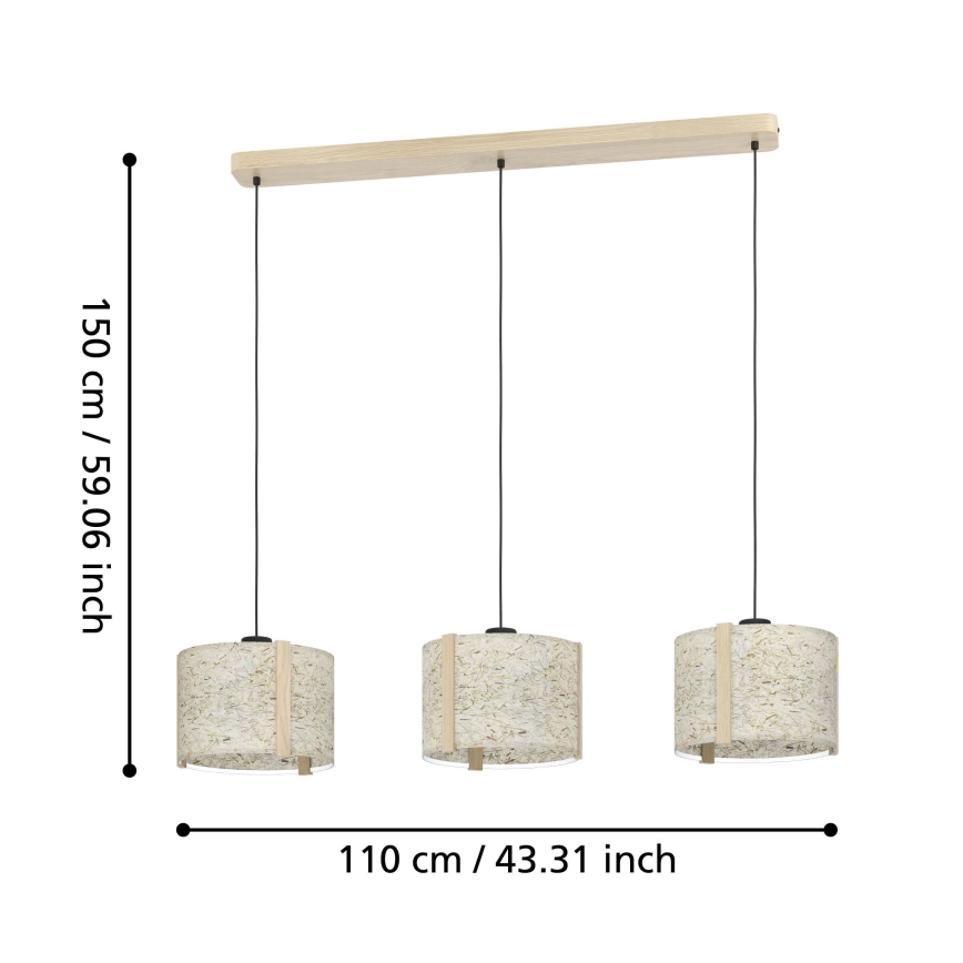 Eglo - Chandelier on a string 3xE27/25W/230V beige