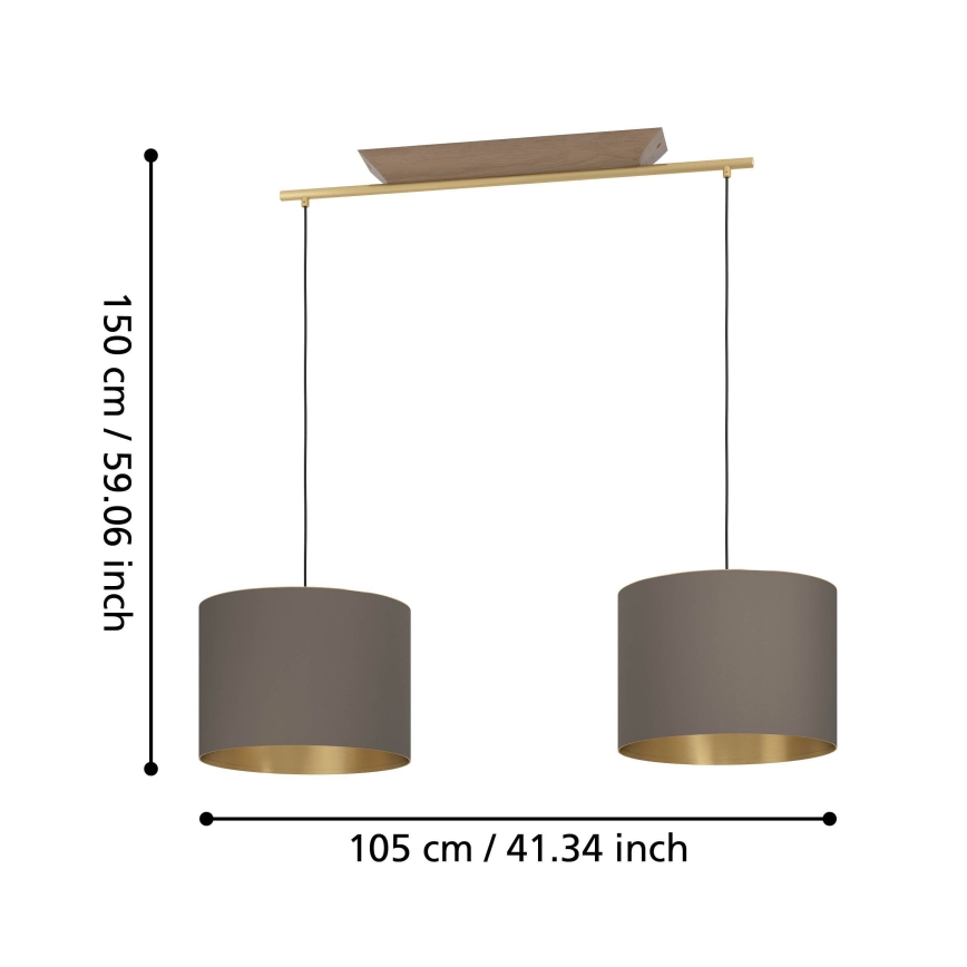 Eglo - Chandelier on a string 2xE27/40W/230V brown/gold