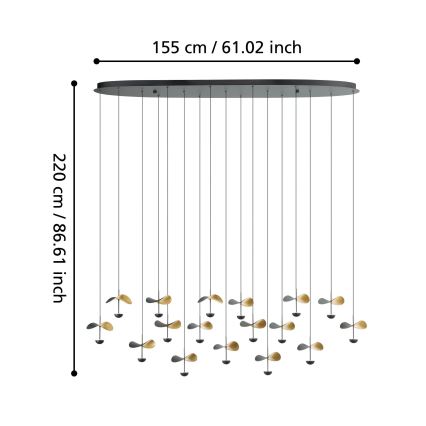 Eglo - LED Dimmable chandelier on a string 17xLED/2,3W/230V 3000K