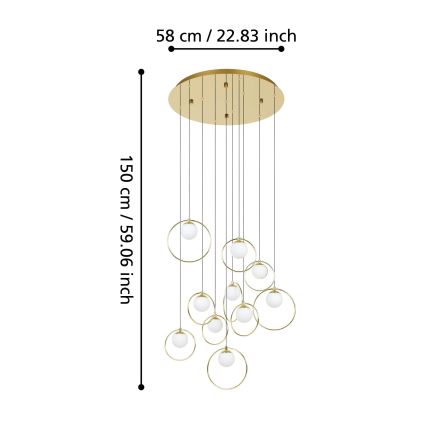Eglo - LED Dimmable chandelier on a string 10xLED/3W/230V 3000K d. 58 cm gold