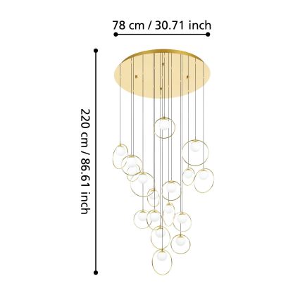 Eglo - LED Dimmable chandelier on a string 17xLED/3W/230V 3000K d. 78 cm gold
