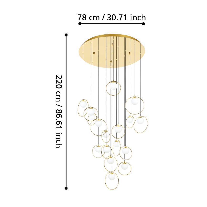 Eglo - LED Dimmable chandelier on a string 17xLED/3W/230V 3000K d. 78 cm gold