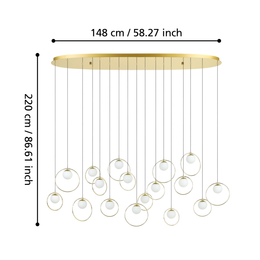 Eglo - LED Dimmable chandelier on a string 17xLED/3W/230V 3000K gold