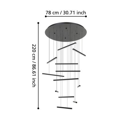 Eglo - LED Dimmable chandelier on a string 12xLED/8,4W/230V 3000K black