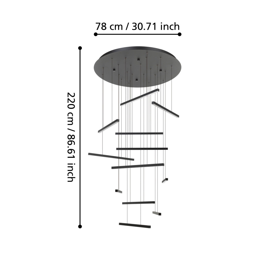 Eglo - LED Dimmable chandelier on a string 12xLED/8,4W/230V 3000K black