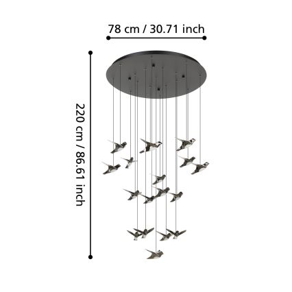 Eglo - LED Dimmable chandelier on a string 17xLED/3W/230V 3000K black