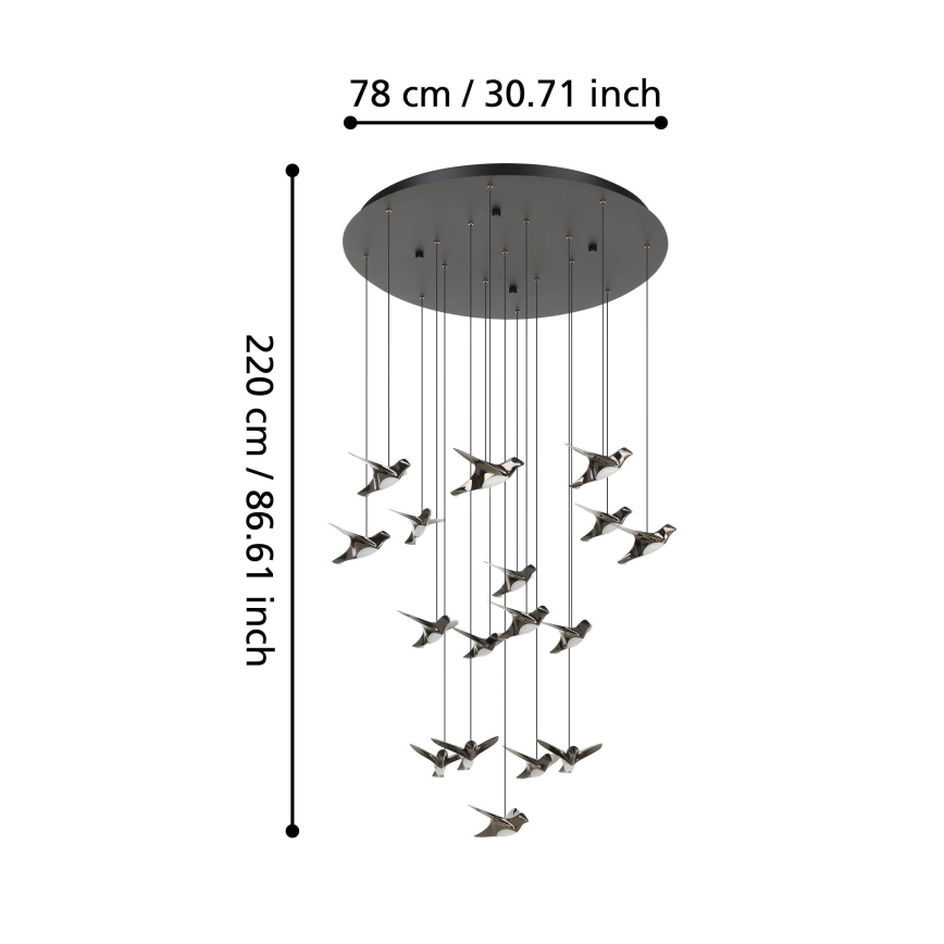 Eglo - LED Dimmable chandelier on a string 17xLED/3W/230V 3000K black