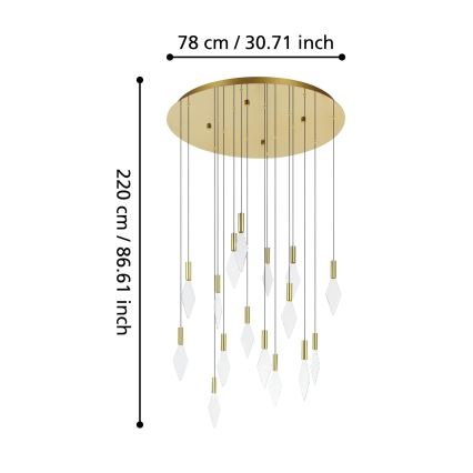 Eglo - LED Dimmable chandelier on a string 16xLED/3,3W/230V 3000K d. 78 cm gold