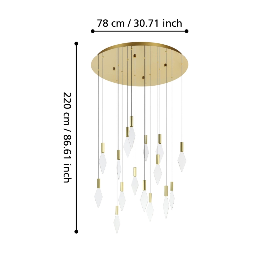 Eglo - LED Dimmable chandelier on a string 16xLED/3,3W/230V 3000K d. 78 cm gold
