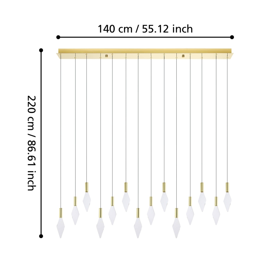 Eglo - LED Dimmable chandelier on a string 14xLED/3,3W/230V 3000K gold