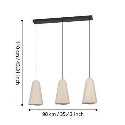 Eglo - Chandelier on a string 3xE27/40W/230V beige