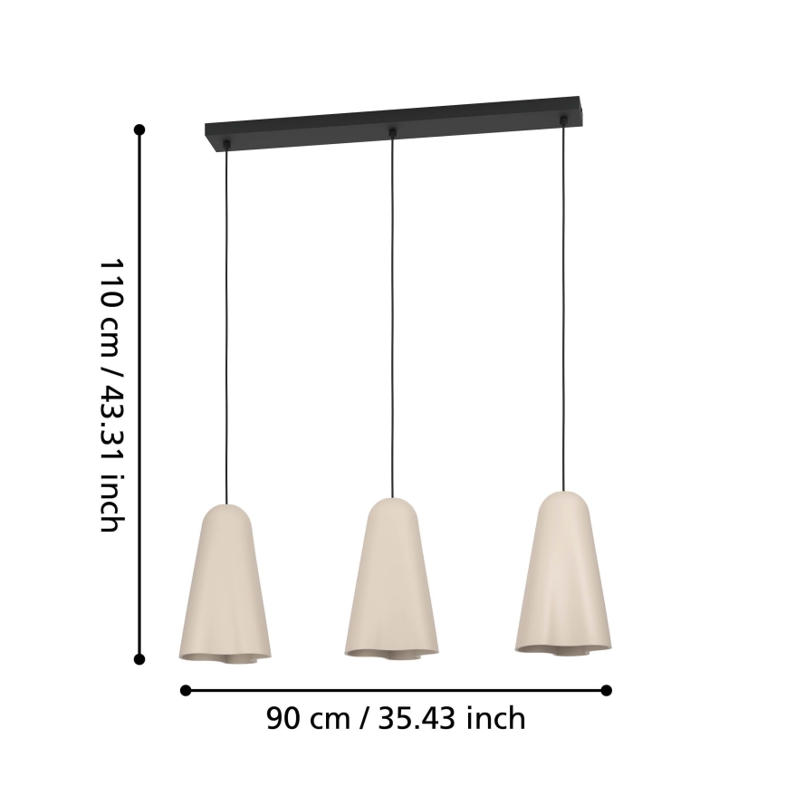 Eglo - Chandelier on a string 3xE27/40W/230V beige