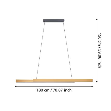 Eglo - LED Dimmable chandelier on a string LED/21W/230V 3000K brown