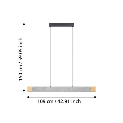 Eglo - LED Dimmable chandelier on a string LED/22,2W/230V 3000K brown/grey