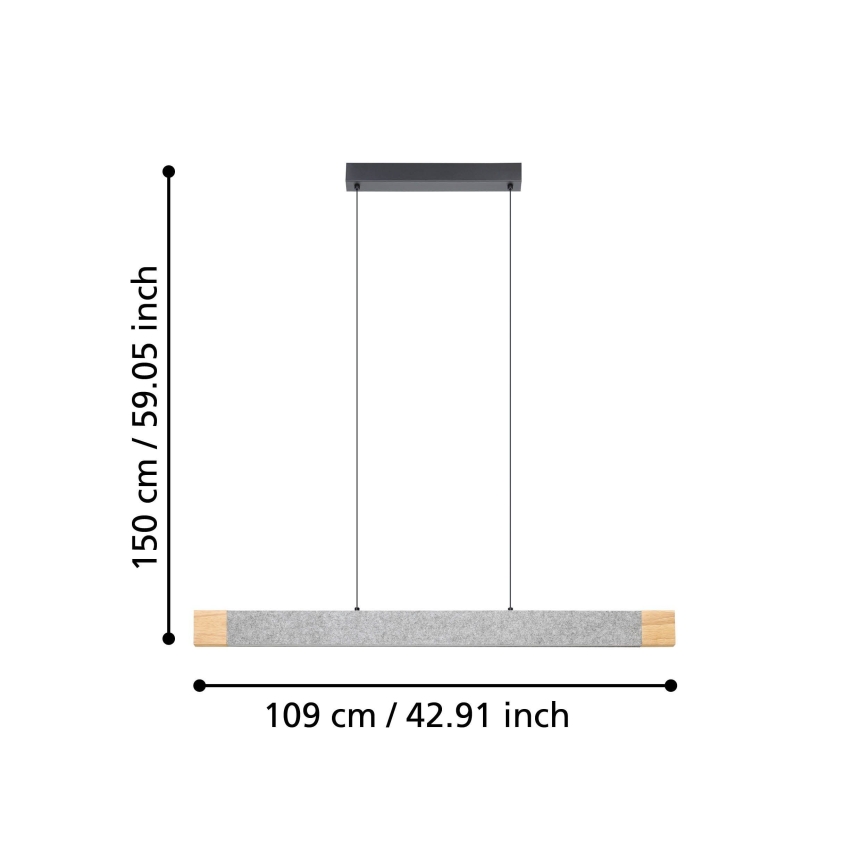 Eglo - LED Dimmable chandelier on a string LED/22,2W/230V 3000K brown/grey