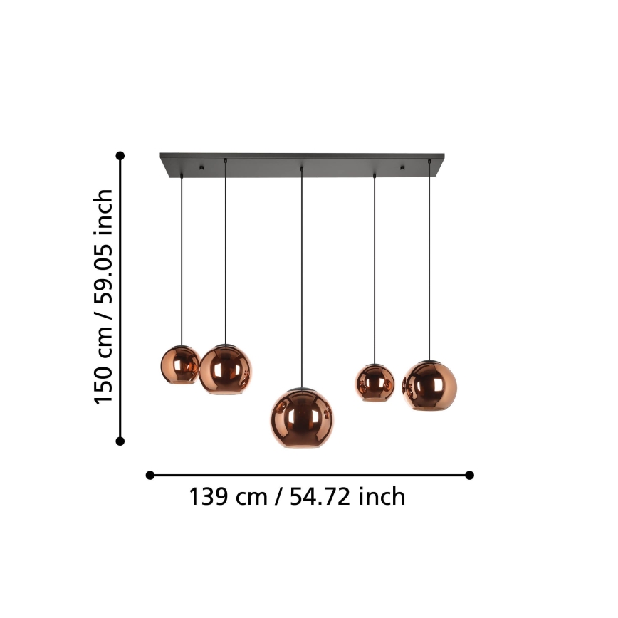 Eglo - Chandelier on a string 5xE27/40W/230V copper