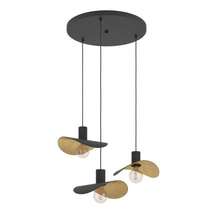 Eglo - Chandelier on a string 3xE27/40W/230V black/gold