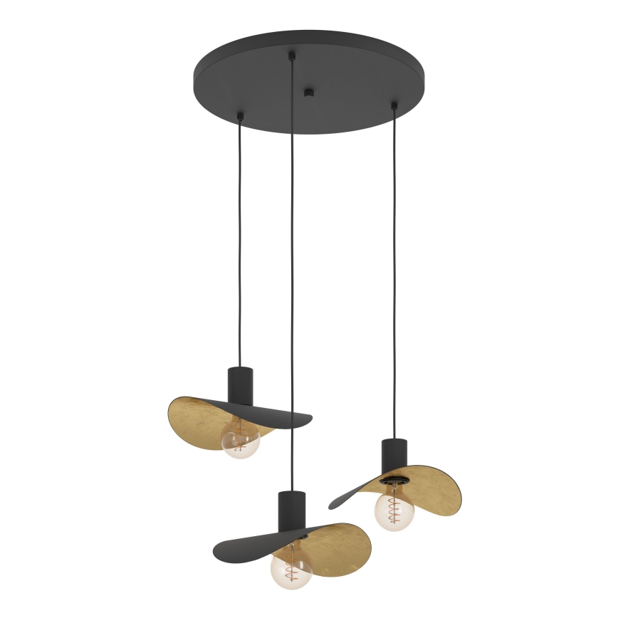 Eglo - Chandelier on a string 3xE27/40W/230V black/gold