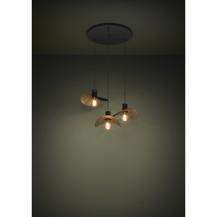 Eglo - Chandelier on a string 3xE27/40W/230V black/gold