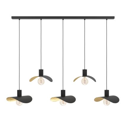Eglo - Chandelier on a string 5xE27/40W/230V black/gold
