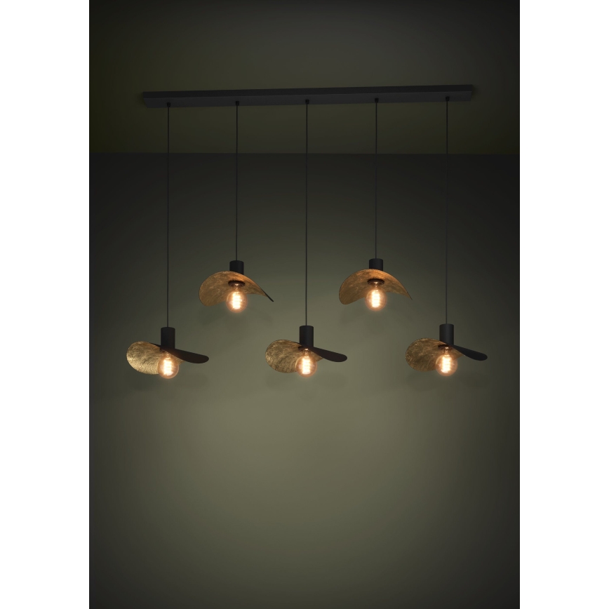Eglo - Chandelier on a string 5xE27/40W/230V black/gold