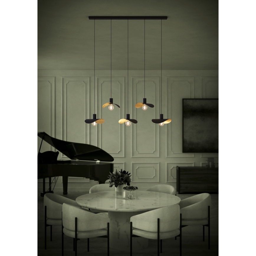 Eglo - Chandelier on a string 5xE27/40W/230V black/gold