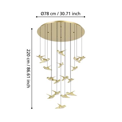 Eglo - LED Dimmable chandelier on a string 17xLED/3W/230V 3000K gold