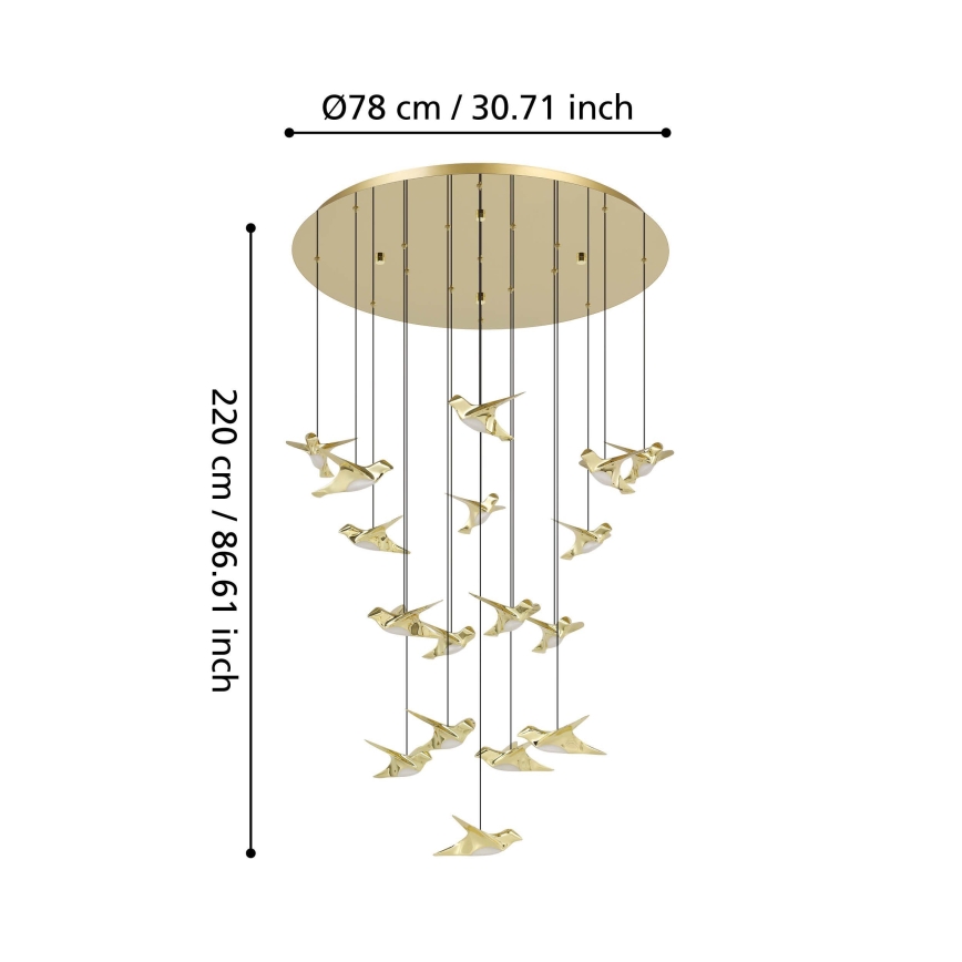 Eglo - LED Dimmable chandelier on a string 17xLED/3W/230V 3000K gold