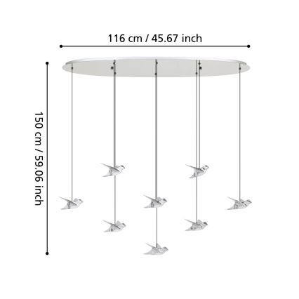 Eglo - LED Dimmable chandelier on a string 8xLED/4,2W/230V 3000K shiny chrome